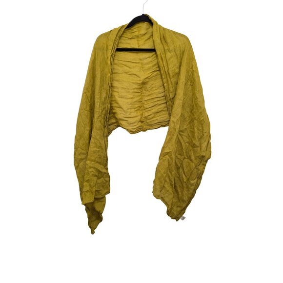 Not Perfect Linen Yellow muster Linen Cropped Scarf Size 25 x 66 - Picture 1 of 6